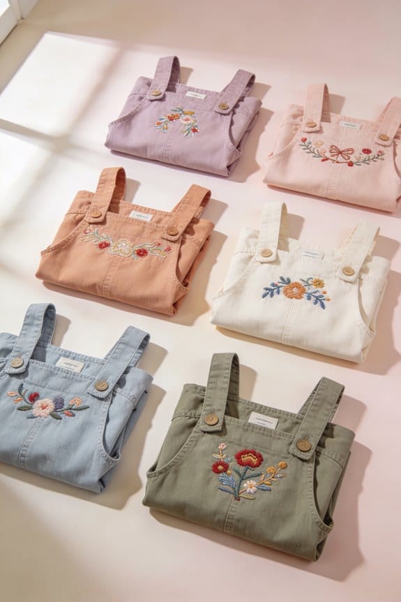 adorable embroidered girls overalls
