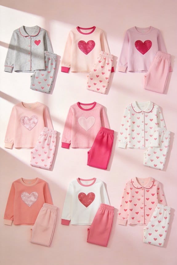 cozy girls heart pajamas