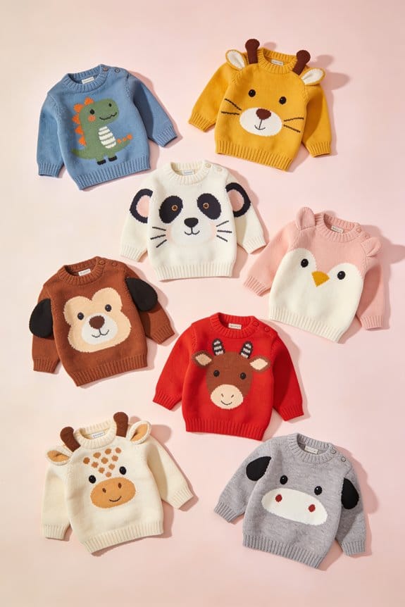 cuddly baby animal sweaters