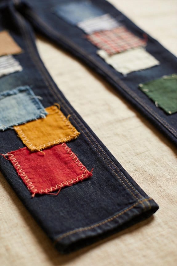 patch leggings with fabric
